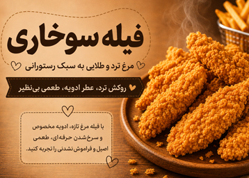 فیله سوخاری مرغ ترد و طلایی به سبک رستورانی