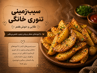 سیب زمینی تنوری خانگی طلایی و خوش‌طعم
